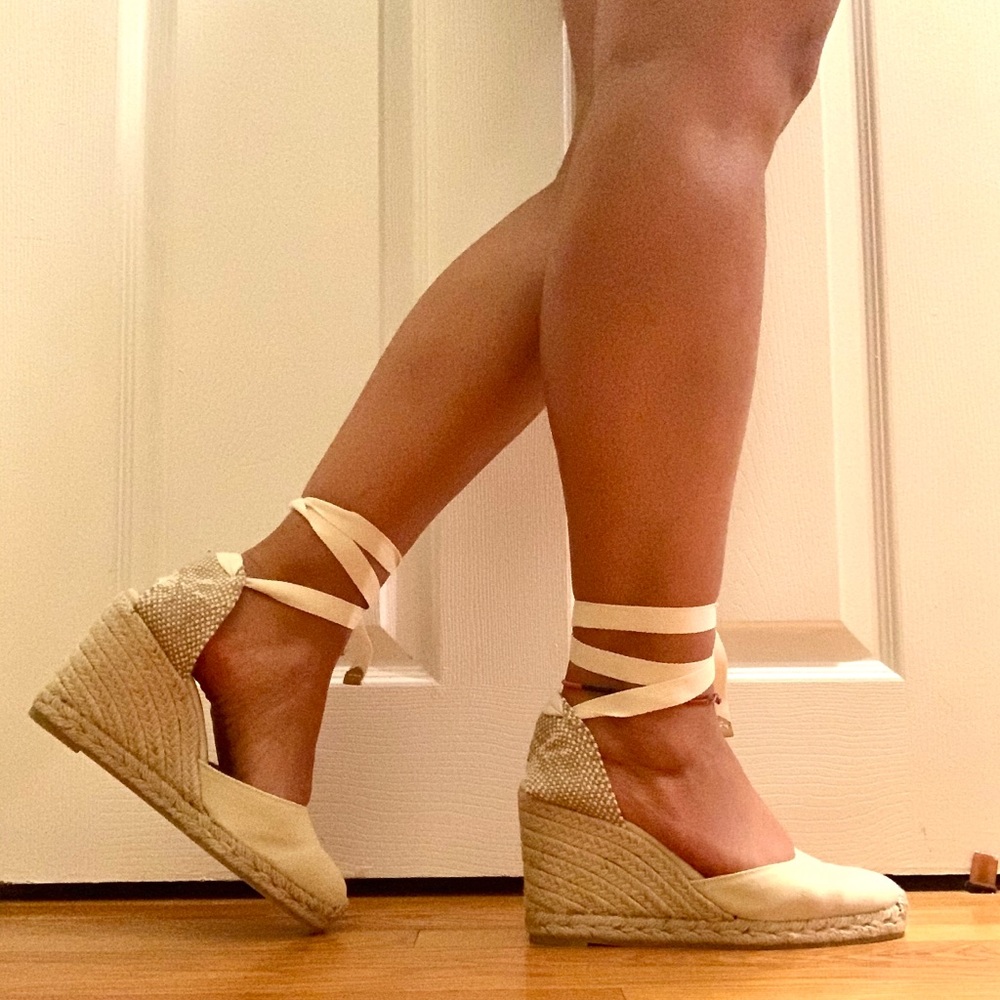 NWT Espadrille Wedges in Ivory